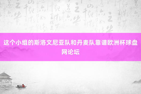 这个小组的斯洛文尼亚队和丹麦队靠谱欧洲杯球盘网论坛