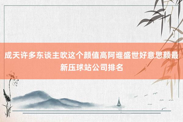 成天许多东谈主吹这个颜值高阿谁盛世好意思颜最新压球站公司排名