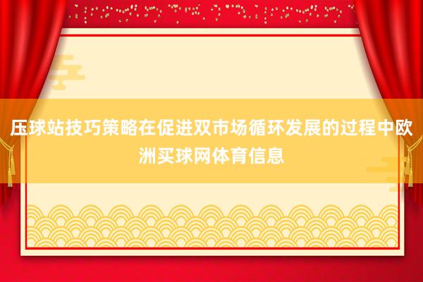 压球站技巧策略在促进双市场循环发展的过程中欧洲买球网体育信息