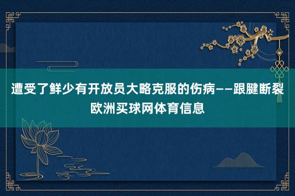 遭受了鲜少有开放员大略克服的伤病——跟腱断裂欧洲买球网体育信息