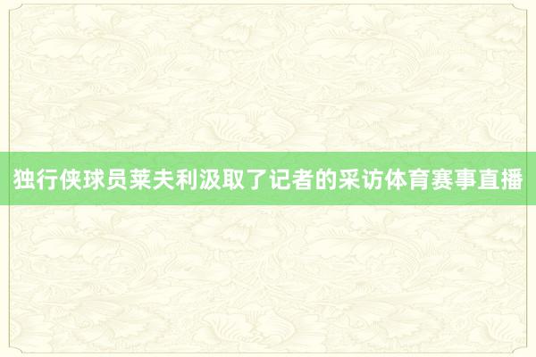 独行侠球员莱夫利汲取了记者的采访体育赛事直播