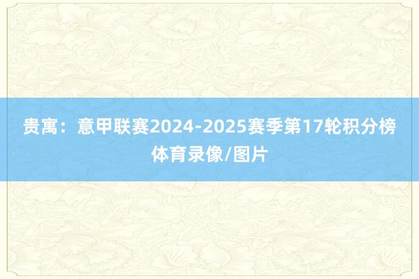 贵寓：意甲联赛2024-2025赛季第17轮积分榜体育录像/图片