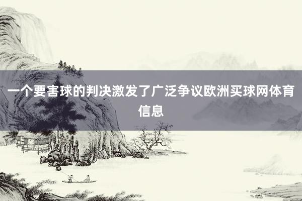 一个要害球的判决激发了广泛争议欧洲买球网体育信息